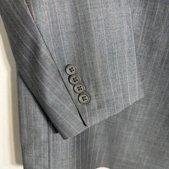 Hart Schaffner Marx Pinstripe Wool 2 Piece Suit Men's 46L Gray Gold Trumpeter - Picture 8 of 16